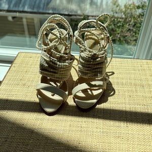 Schutz White Tie Heels